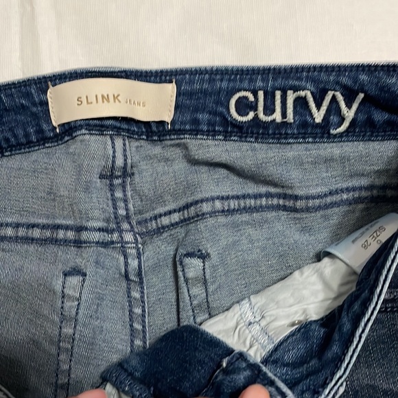 SLINK Jeans size 6 curvy blue patchwork - Picture 2 of 4